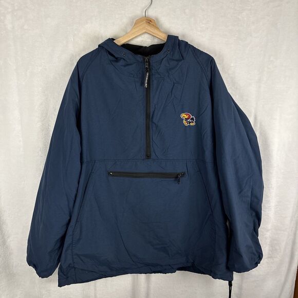 Vintage Sportsmaster Kansas Jayhawks Half Zip Anorak Pullover Jacket Sz XL - Picture 1 of 6